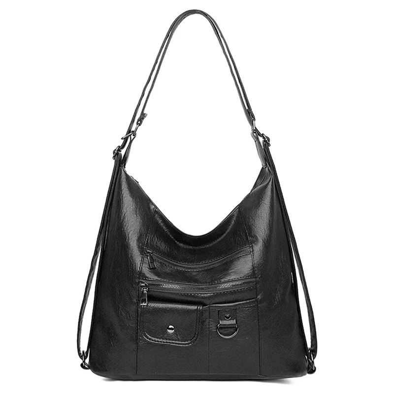 Women's Solid Bag Soft Leather Crossbody Bags Large Quality Pocket Shoulder Bag