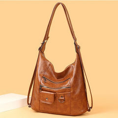 Women's Solid Bag Soft Leather Crossbody Bags Large Quality Pocket Shoulder Bag