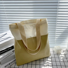 Solid Canvas Handbag Girl Shoulder Bag Shopping Purse