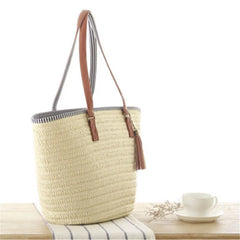 Women's Straw Tassel Shoulder Bag Large Beach Tote Handbag