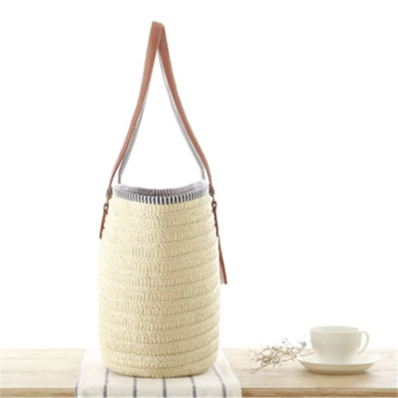 Women's Straw Tassel Shoulder Bag Large Beach Tote Handbag