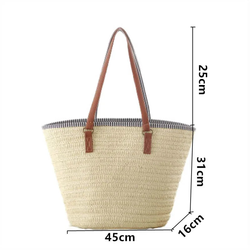 Women's Straw Tassel Shoulder Bag Large Beach Tote Handbag
