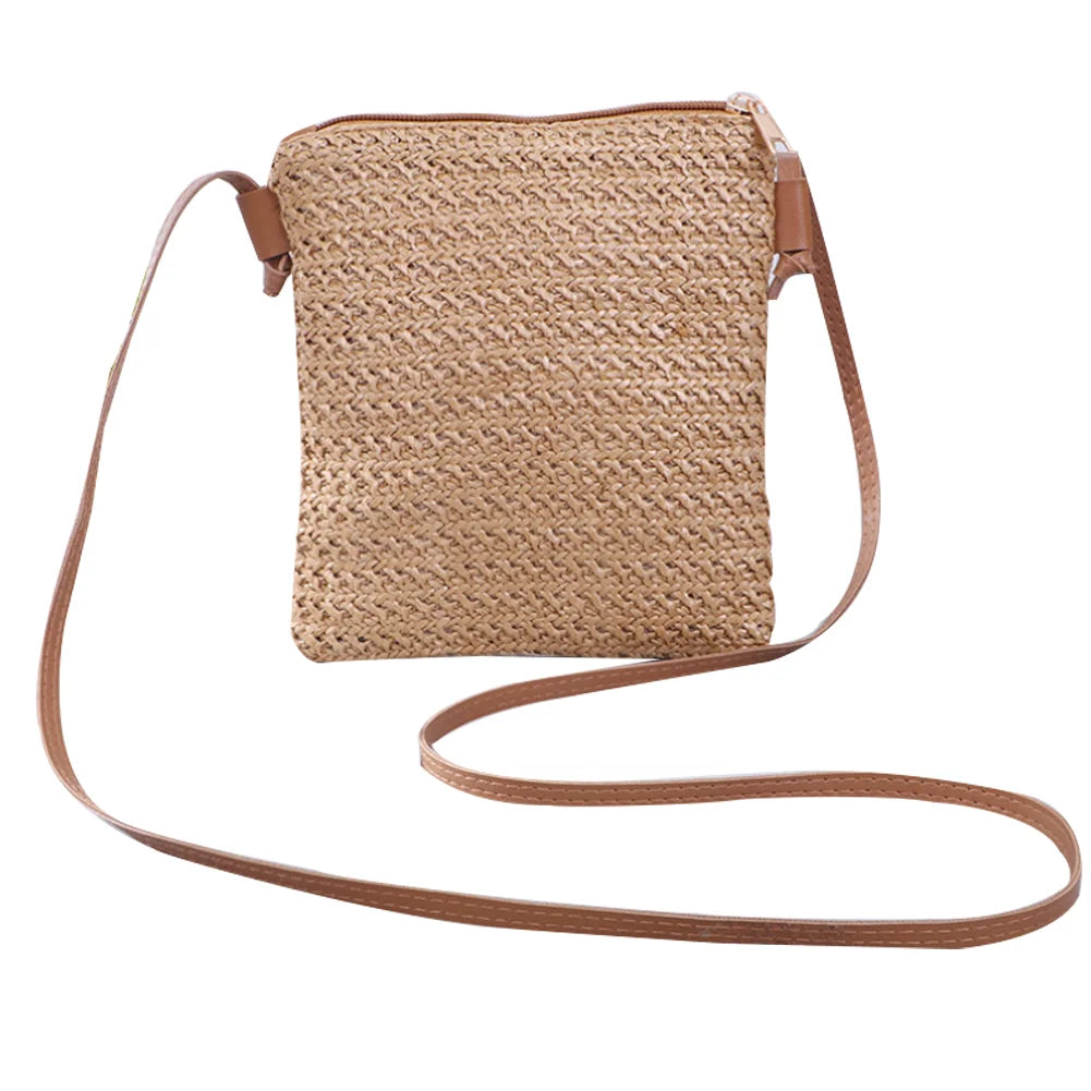 Straw Knitted Small Messenger Bag for Beach Travel and Everyday Use