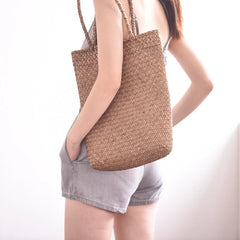 Women's Straw Woven Beach Bag Large Capacity Shoulder Bag
