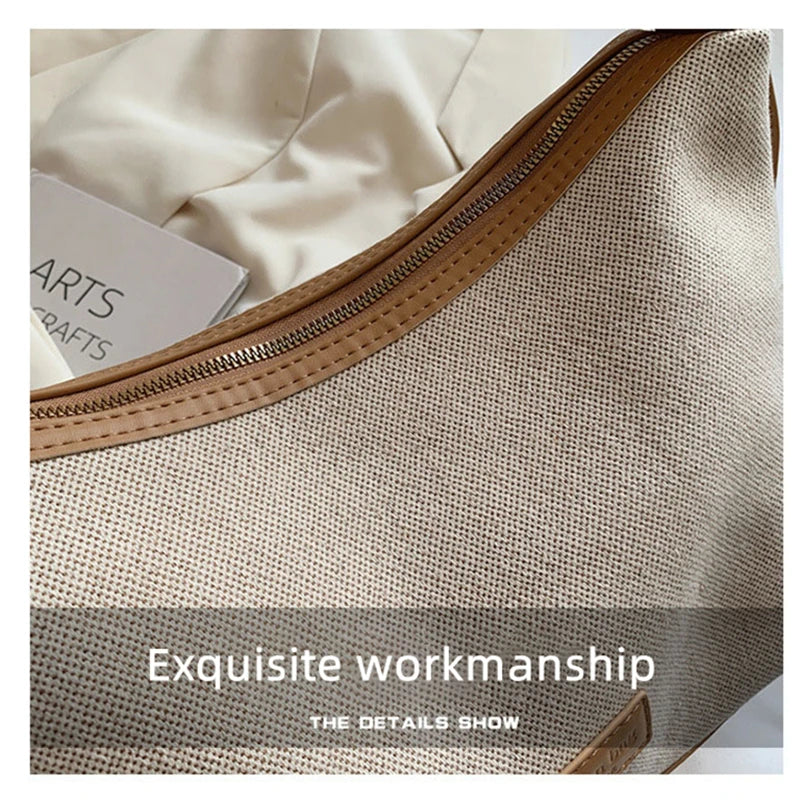 Women's Summer Canvas Shoulder Bag High Capacity with Long Strap