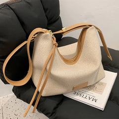 Women's Summer Canvas Shoulder Bag High Capacity with Long Strap