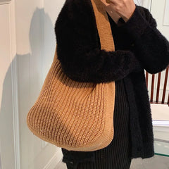 Women's Tote Bag Shoulder Handbags Autumn Winter Knitting Shopper Bags