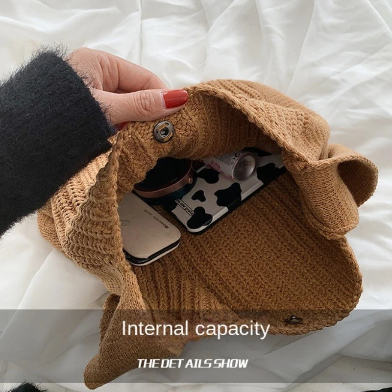 Knitting Shoulder Tote Bag for Women Large Capacity Handbags