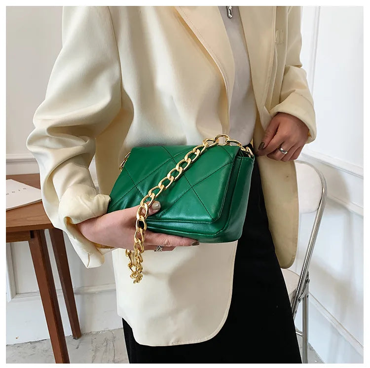 Quilted PU Leather Tote Bag Chain Shoulder Crossbody