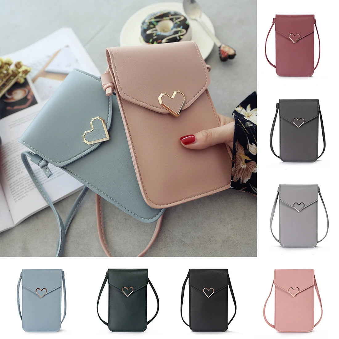 Women's Touch Screen Cell Phone Purse Transparent Bag Cross Wallets