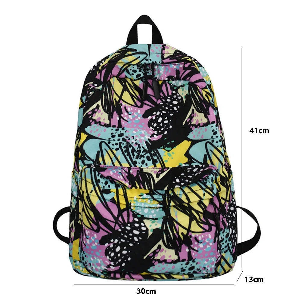 Women's Floral Print Nylon Backpack Business Laptop College Bag