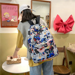 Women's Floral Print Nylon Backpack Business Laptop College Bag