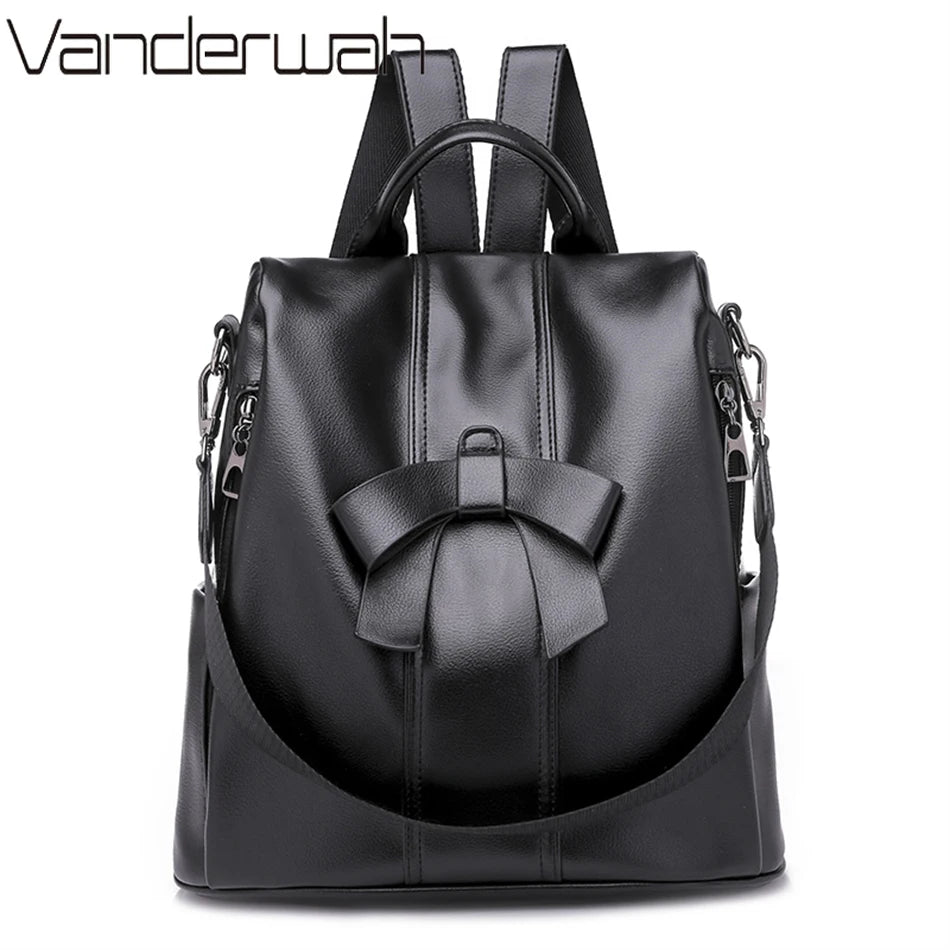 Women's Leather Backpack for Girls Large Travel Bagpack