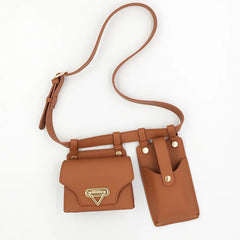 Women's Two-piece Waist Bag Tactical Belt Bag Fashionable Leather Belt Bag