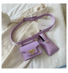 Women's Two-piece Waist Bag Tactical Belt Bag Fashionable Leather Belt Bag