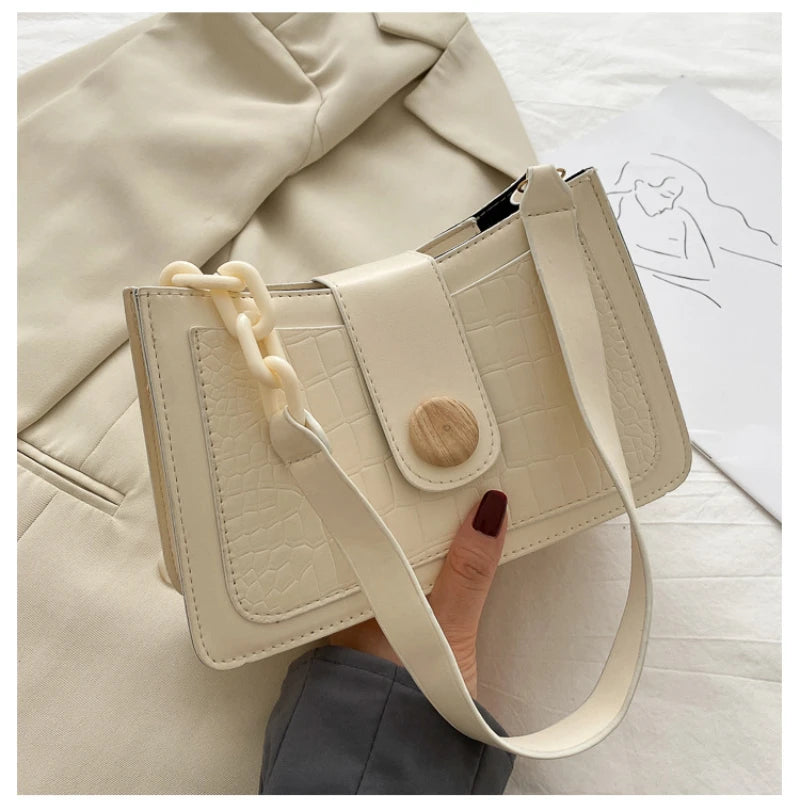 Crocodile Pattern Shoulder Bag Small Square Bag Foreign Style Underarm Bag