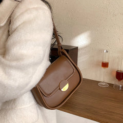 Women's Underarm Bag Plain Round Lock Flip Up