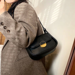 Women's Underarm Bag Plain Round Lock Flip Up