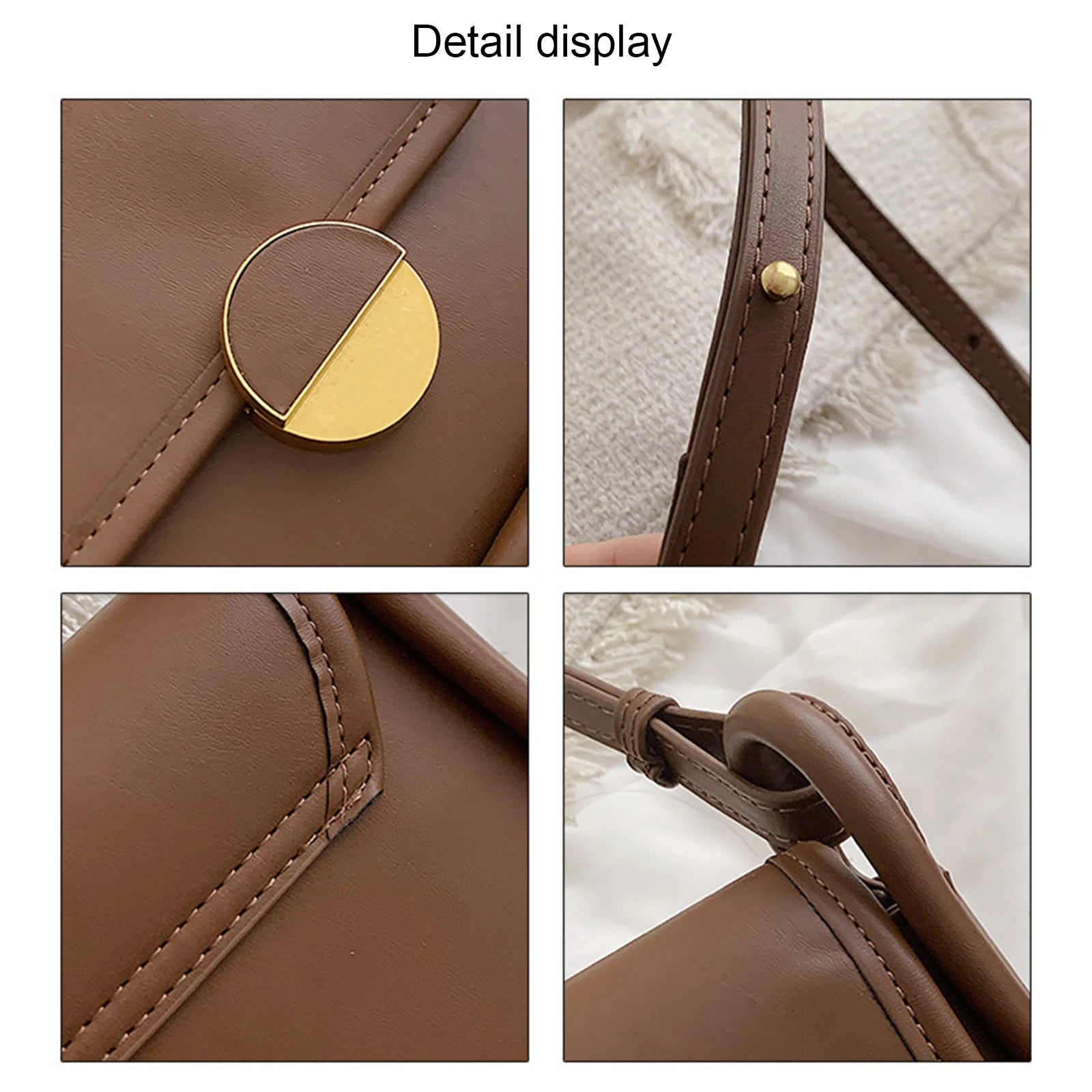 Women's Underarm Bag Plain Round Lock Flip Up