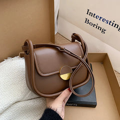 Women's Underarm Bag Plain Round Lock Flip Up