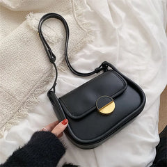 Women's Underarm Bag Plain Round Lock Flip Up