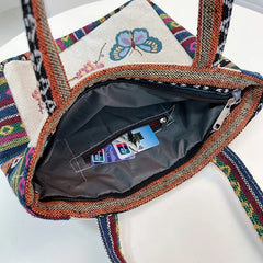 Ethnic Style Embroidery Canvas Shoulder Bag Large Capacity Tote Handbag
