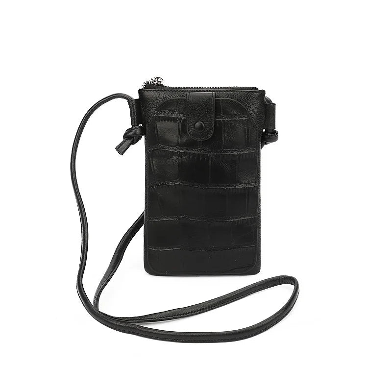 Women's One Shoulder Cell Phone Bag Cowhide Leather
