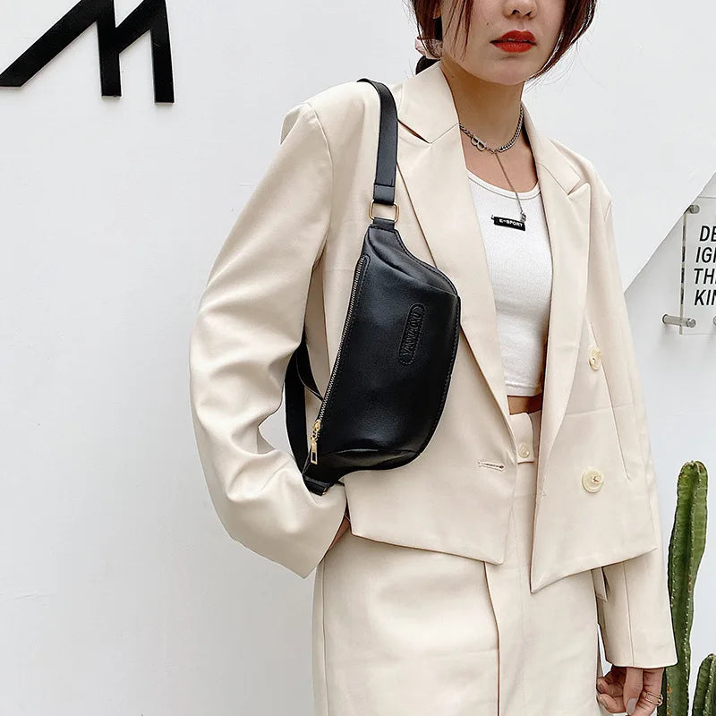 Women's Leather Waist Bag Bananas Shoulder Chest Belt Handbag