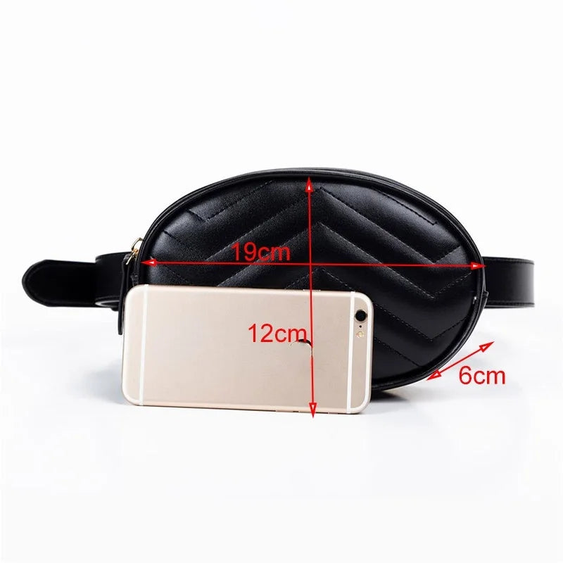 Women's Oval Belt Bag PU Leather Fanny Pack Hip Purse