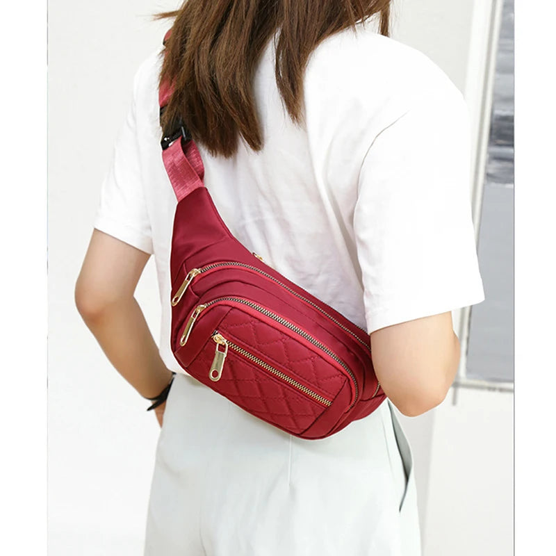 Women's Waist Bag Nylon Waterproof Belt Crossbody Chest Fanny Pack