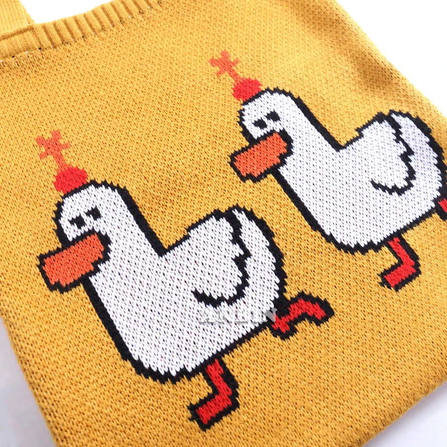 Women's Cartoon Crochet Handbag Tote Large Capacity