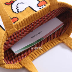 Women's Cartoon Crochet Handbag Tote Large Capacity