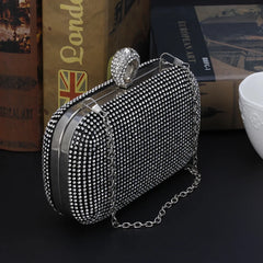 Womens Evening Bag Clutch with Rhinestone Studded Handbag