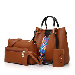 Large Capacity Women's Bag Four-Piece Set Contrast Single Shoulder Messenger Bag