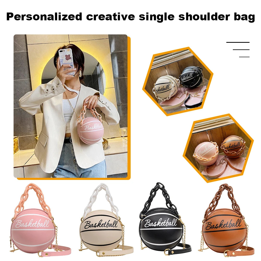 Women's Basketball Shoulder Bag Chain Totes Purse Crossbody Handbags
