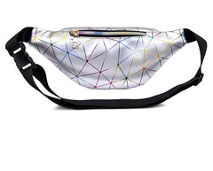 Pink Silver Geometric Fanny Pack Women's Belt Bag