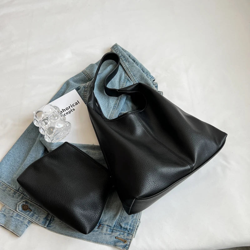 Women's Casual Leather Shoulder Bag Set