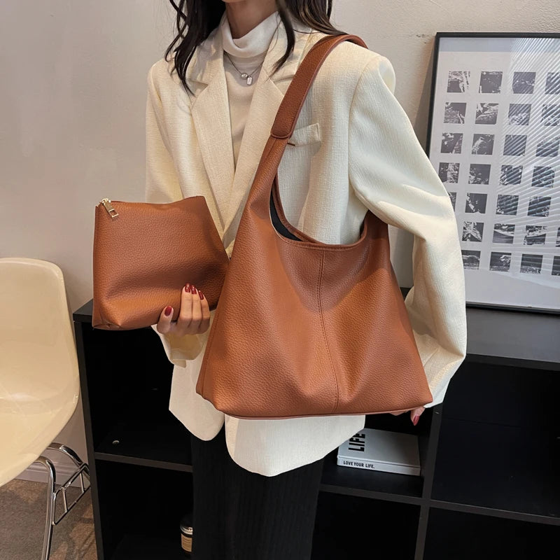 Women's Casual Leather Shoulder Bag Set