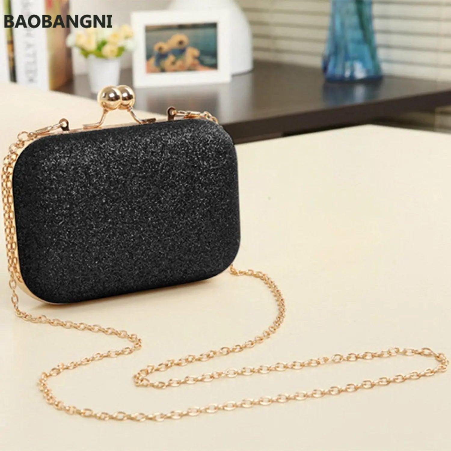 Women's Evening Party Handbag Wedding Ball Clutch Bag with Chain