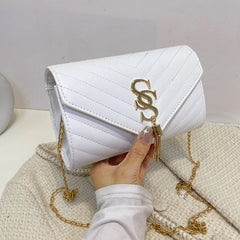 Women's Flip Handbag Soft Leather Chain Black Yellow White