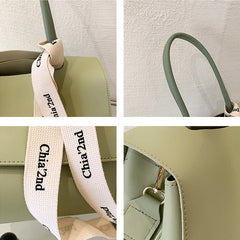 Women's Large Capacity PU Leather Handbag with Ribbon Detail
