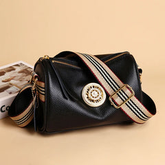 Women's Soft Leather Handbag with Fluffy Detail