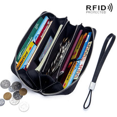 Women's Long Clutch Wallet Zipper Wristband Large Capacity Thick Purse