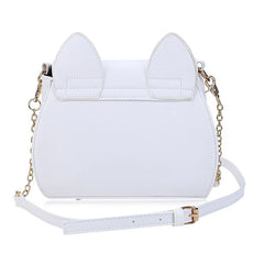 Moon Sea Handbag with Cat Chain, PU Leather