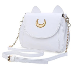 Moon Sea Handbag with Cat Chain, PU Leather