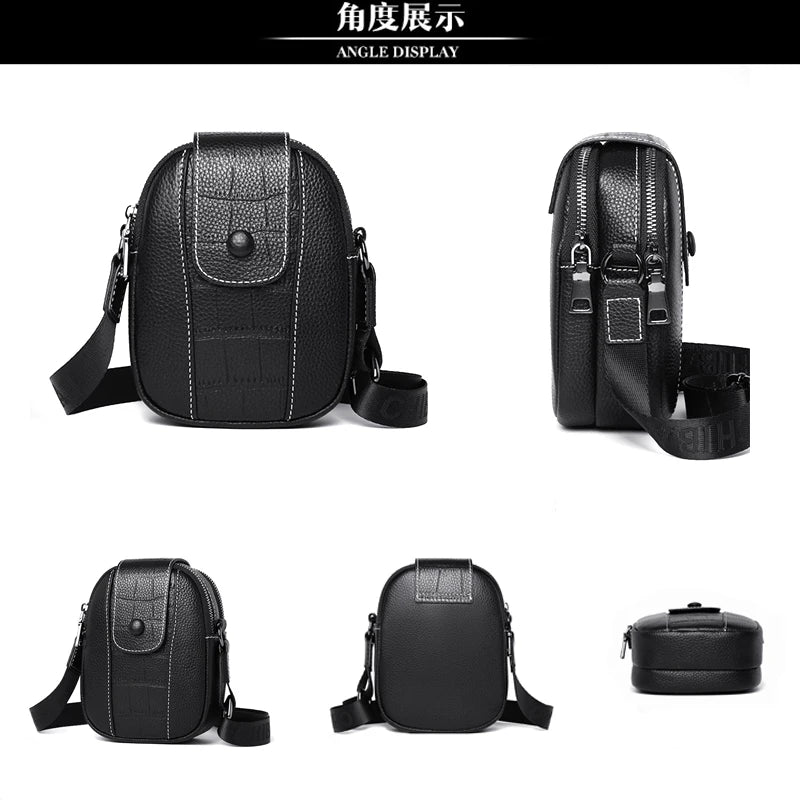 Women's Leather Mini Bag Vertical Key Messenger Bag