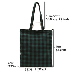 Women's Plaid Canvas Shopping Shoulder Bag Large-capacity Handbag