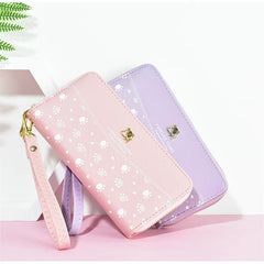 Embroidered Dog Print Women's Wallet Long Multi-Card Phone Bag