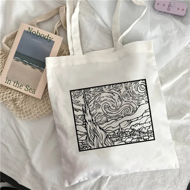 Van Gogh Art Oil Painting Shoulder Bag Harajuku Canvas Tote