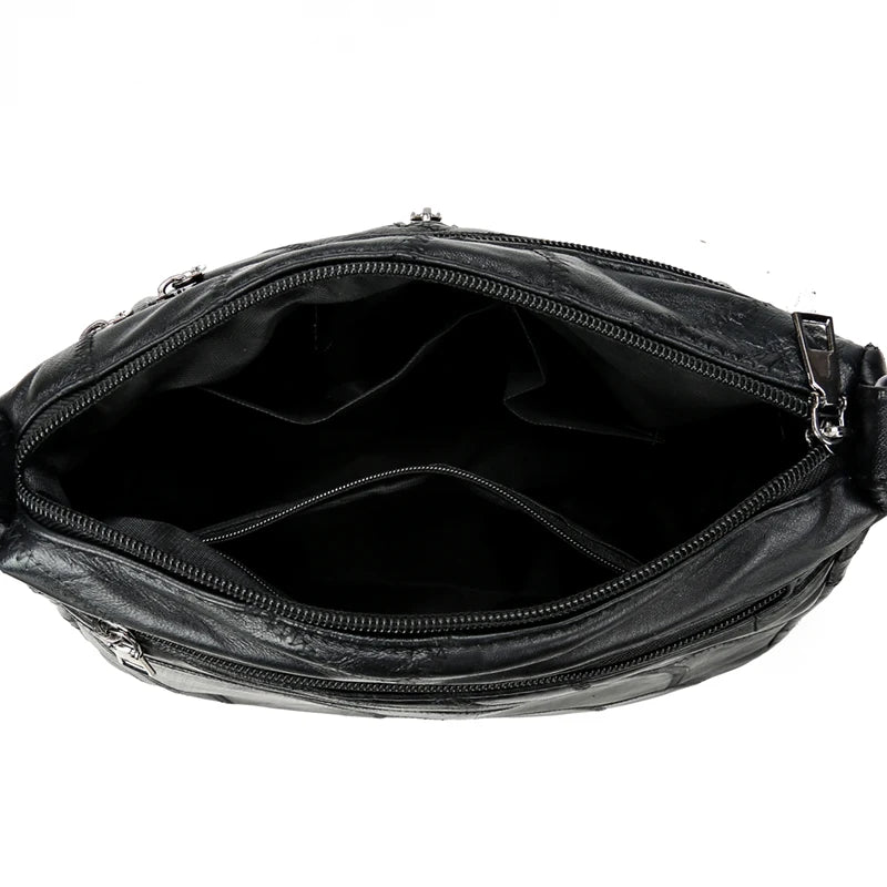 Wild Multi-layer Messenger Bag Leather Strap Crossbody Bag